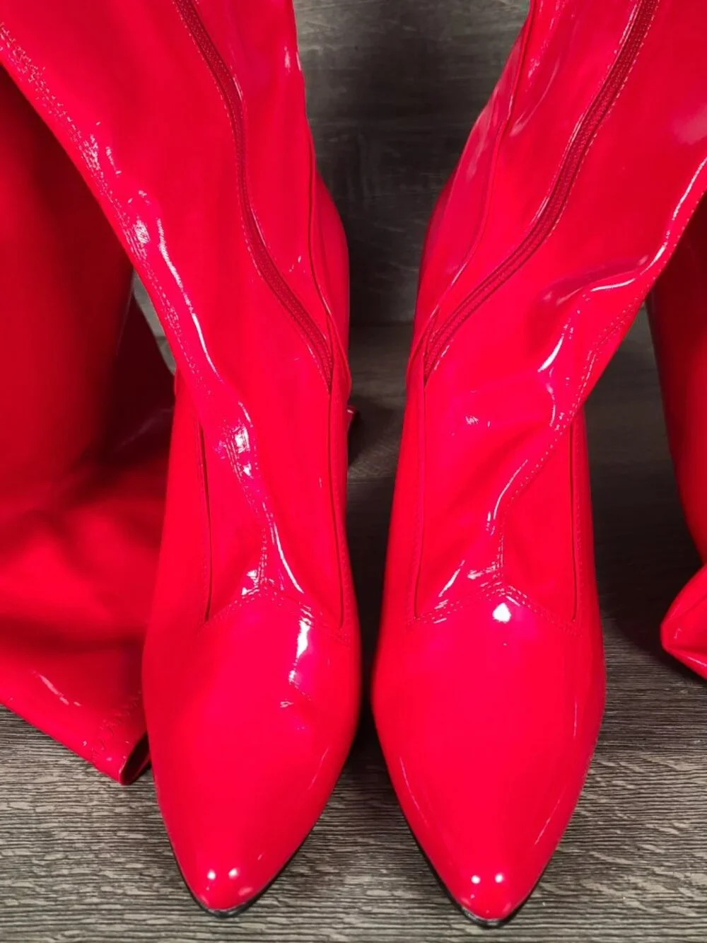 Pleaser Red Leather Knee High Seduce 3000 Boots Size 16M